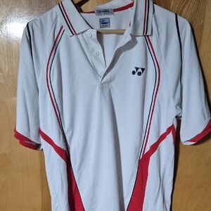 Onex White Polo with Red & Black Sport Stripe Accents
